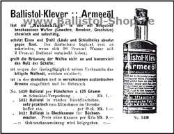 Ballistol Originalanzeige von 1913
