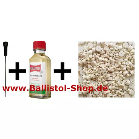 1-teiliger VFG Putzstock ab 7 mm und Laufreiniger Filze und 50 ml Ballistol