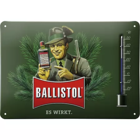 Ballistol tin sign with thermometer