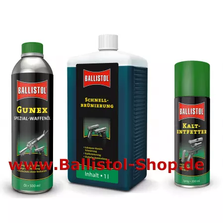 Browning Kit of 1 liter Quick Browning + Gunex Gun Oil and Universal Oil + Cold Degreaser