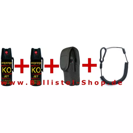 2 x Pfeffersprays Strahl + Holster + Sicherungsspirale 2 x Pfeffersprays Strahl + Holster + Sicherungsspirale