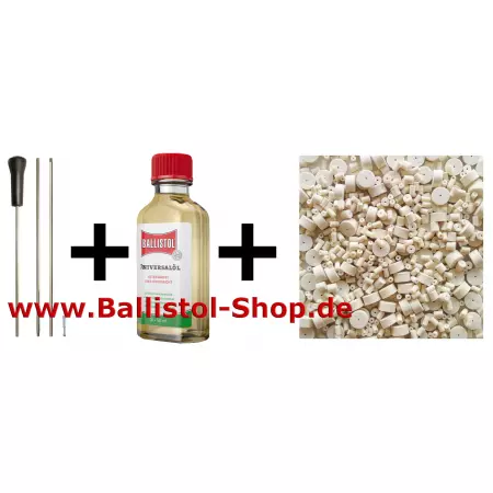 3-teiliger VFG Putzstock ab 7 mm und Laufreiniger Filze und 50 ml Ballistol