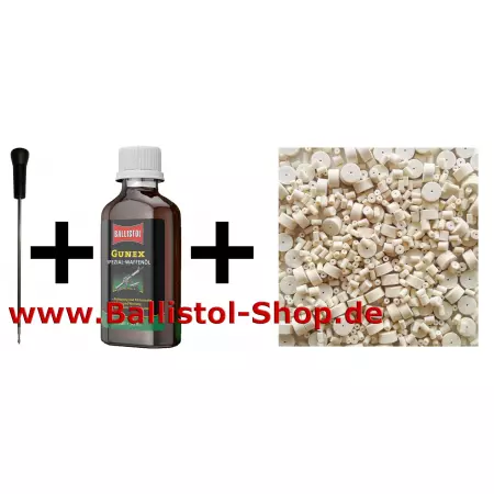 1-teiliger VFG Putzstock 4 - 4,5 mm und Laufreiniger Filze und 50 ml Gunex