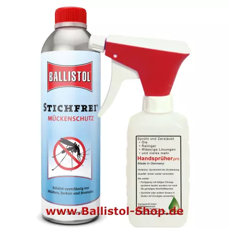 Insektenschutzmittel Ballistol Stichfrei 500 ml Vorratsdose + Ballistol Handsprüher
