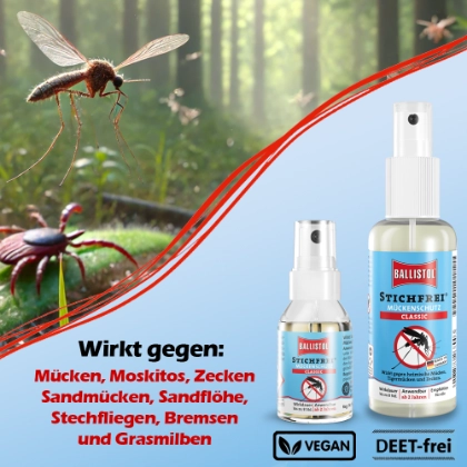 Ballistol Stichfrei Insektenspray wirksam gegen Mücken Bremsen und Zecken Insektenspray gegen Mücken und Zecken