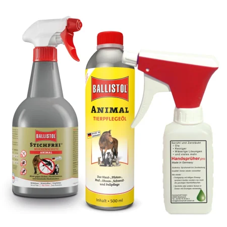 Insect protection for animals + animal care-oil + atomizer