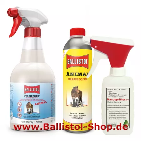 Insect protection for animals + animal care-oil + atomizer