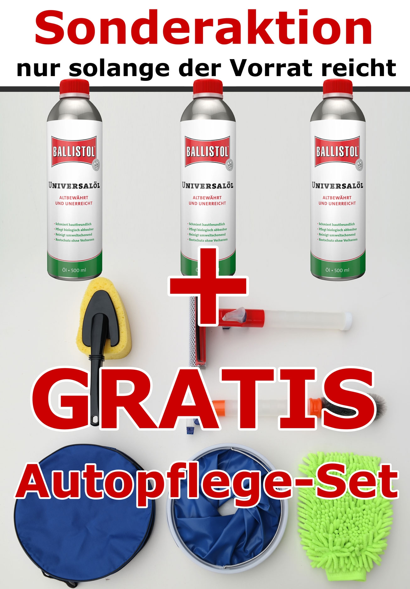 Sonderaktion 3 X Ballistol Universalöl 500 ml + Gratis