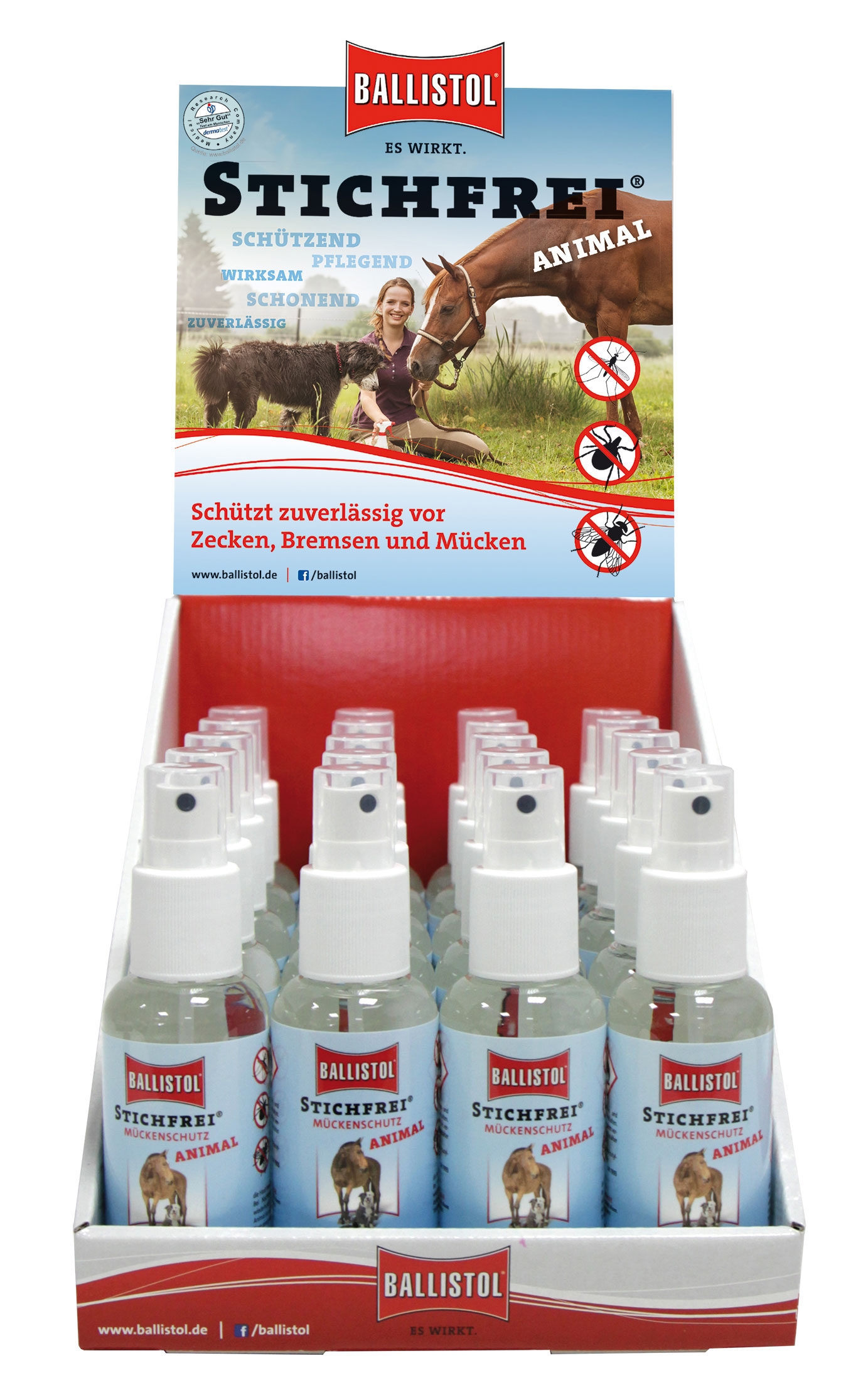 Thekendisplay 20 x 100 ml Insektenschutz für Tiere