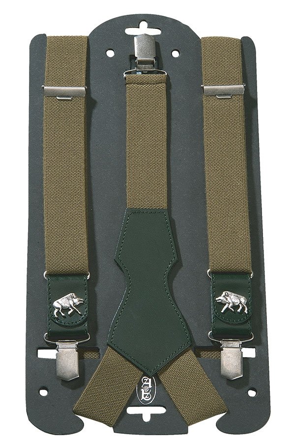 Hosenträger mit Leder und Metallemblem Hosenträger mit Leder und Metallemblem