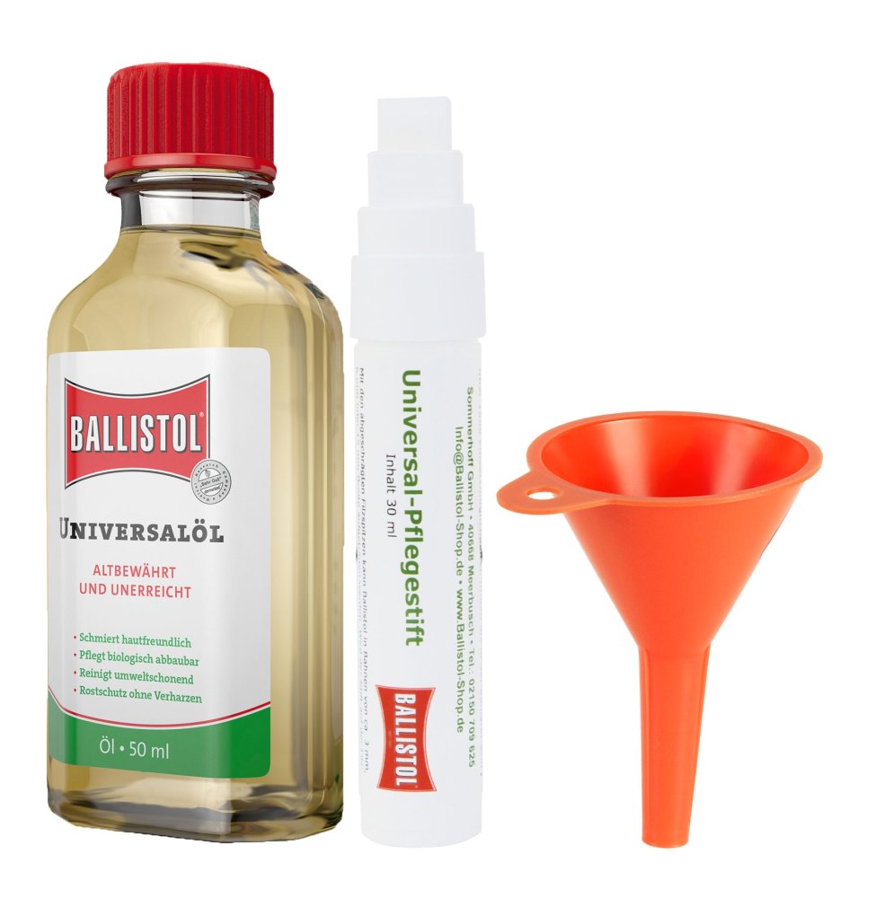 Ballistol Pflegestift + Trichter + Ballistol Öl 50 ml Ballistol Pflegestift + Trichter + Ballistol Öl 50 ml
