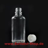 Clear glass bottle with screw cap and child proof cap 50 ml